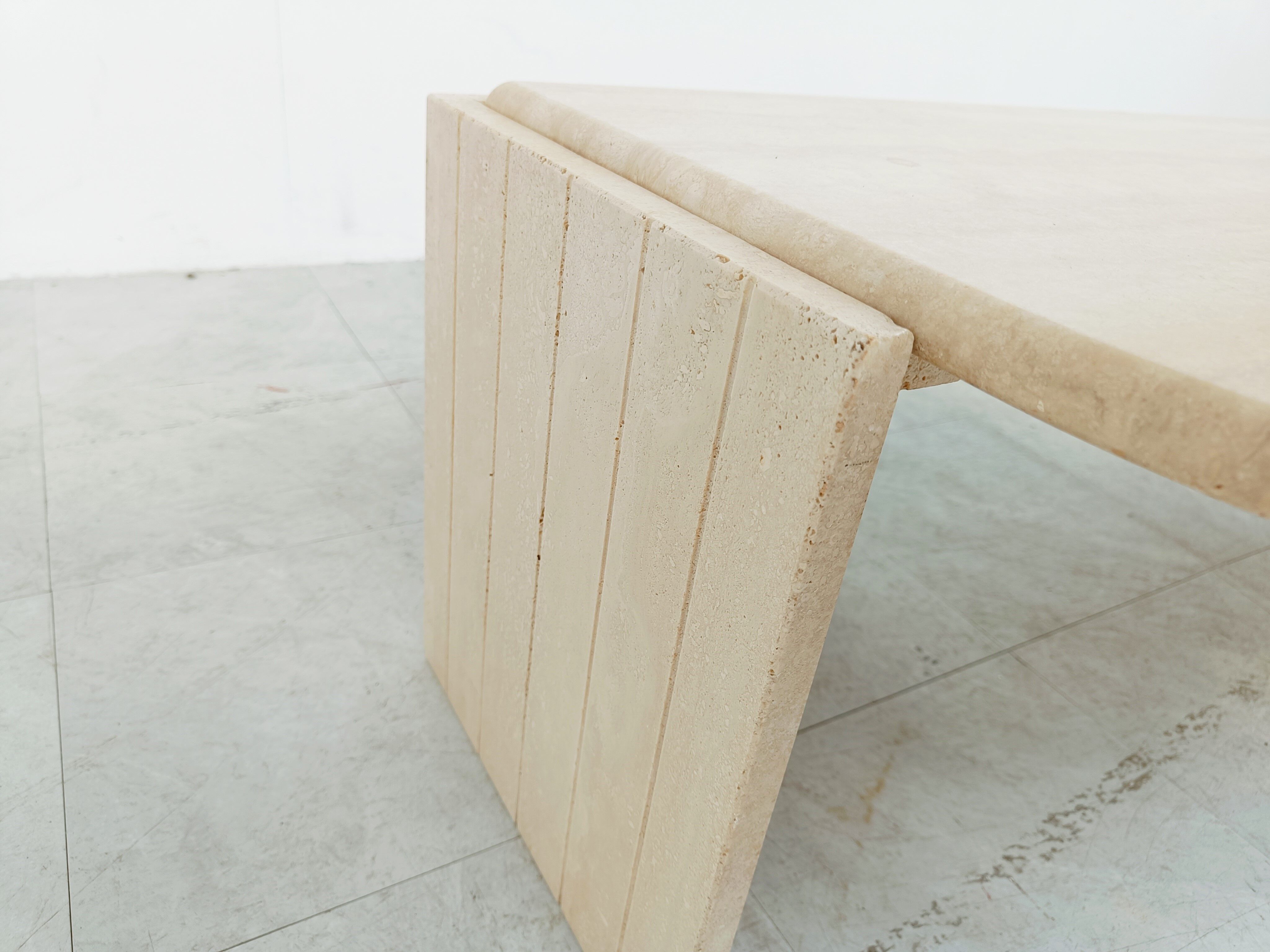 Vintage travertine coffee table, 1970s