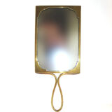 Old brass mirror rectangular shape to hang/hand-facing 35x22cm