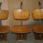 Six vintage mid-century modern folding stadium seats with new bases.