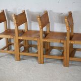 Ensemble de 4 chaises et table basse Maison Regain, France, circa 1970