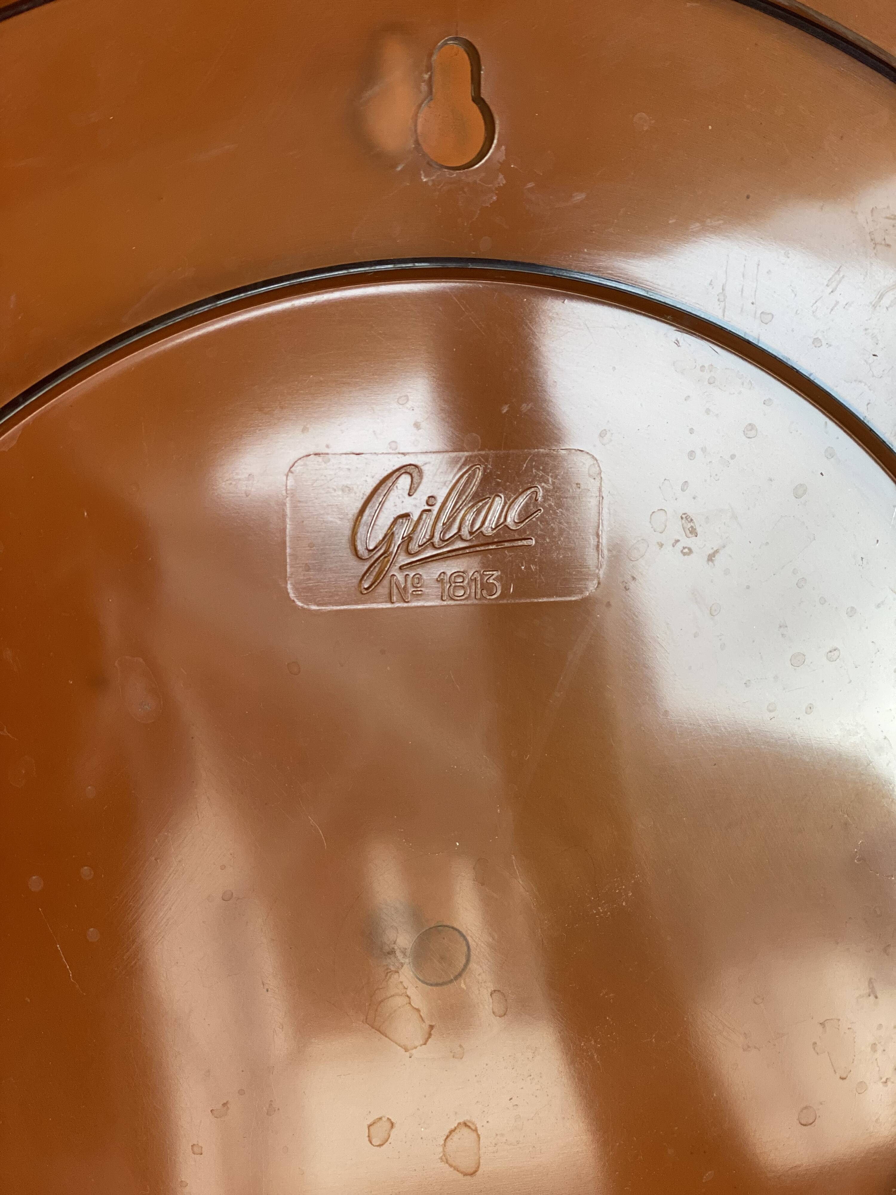 Gilac round mirror smoked Plexiglas vintage 1960