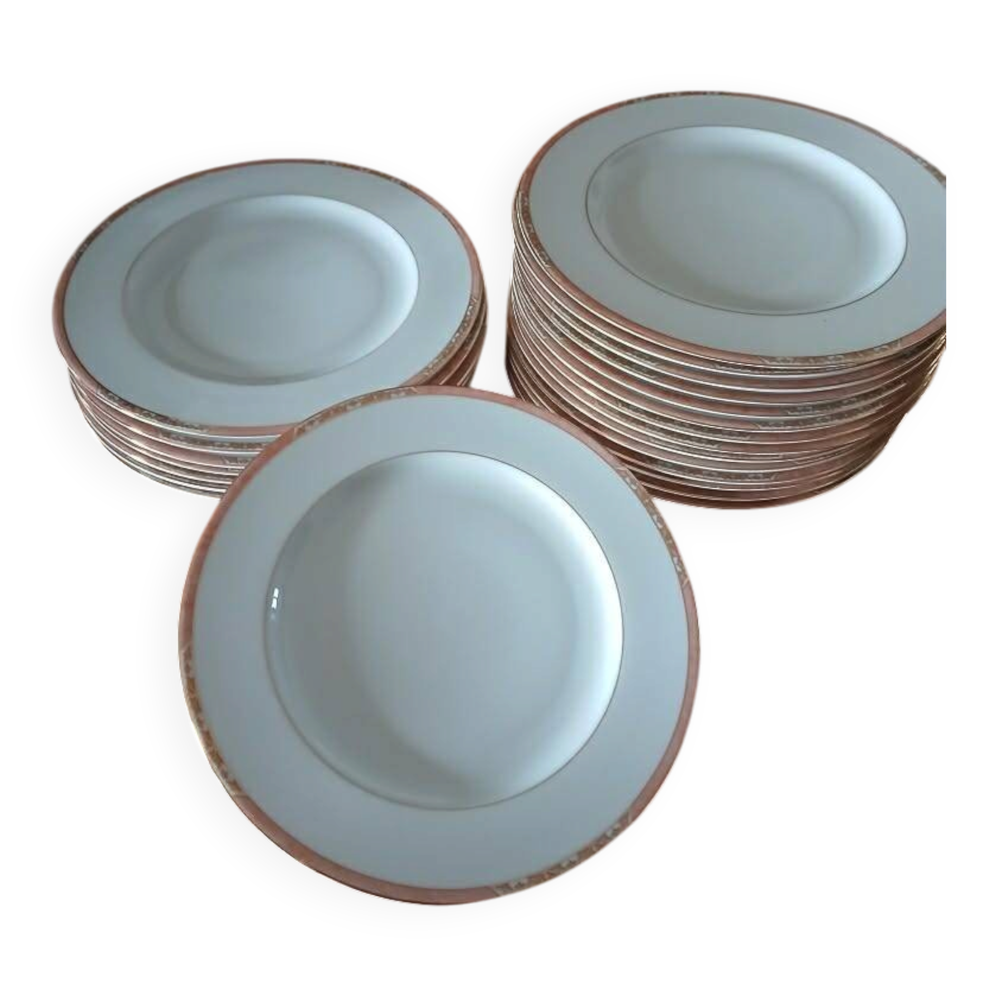 Service of 22 flat plates and 6 deep plates "Auray" - Philippe Deshoulières