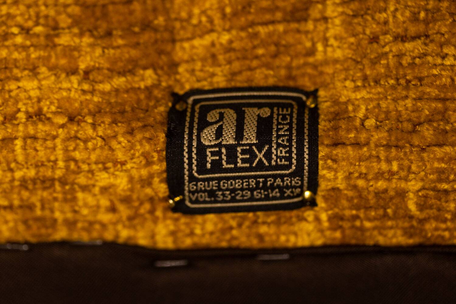 Marco Zanuso for Artflex. Yellow and gilded brass armchairs. 1950s.