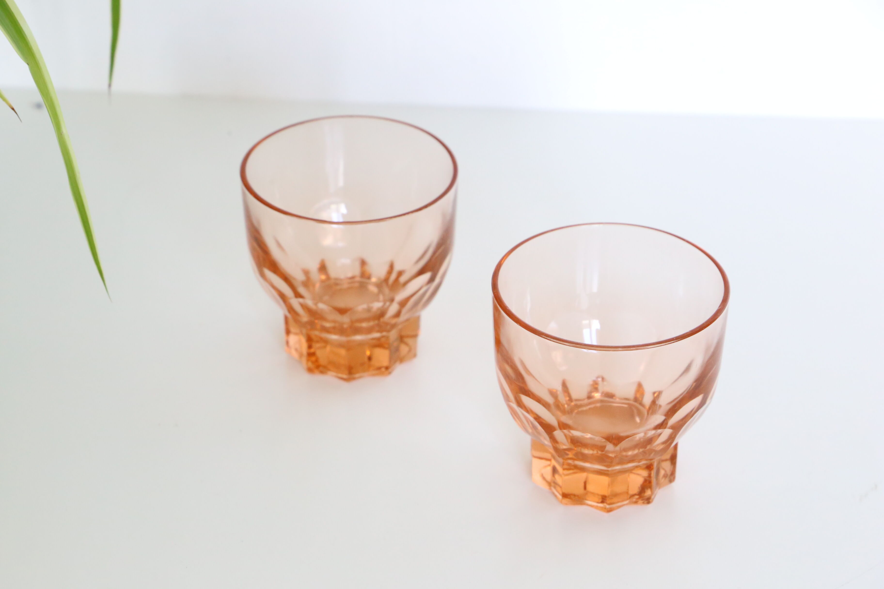 Duo of pink water glasses, 1950