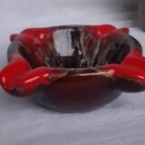 Vallauris Ashtray Signed – 1970s Ceramic – Organic Shape Red & Enamel