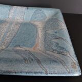 Rectangular dish glazed terracotta ceramic XXth signature