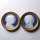 Pair of religious medallions in Limoges porcelain, circa 1900-1930.
