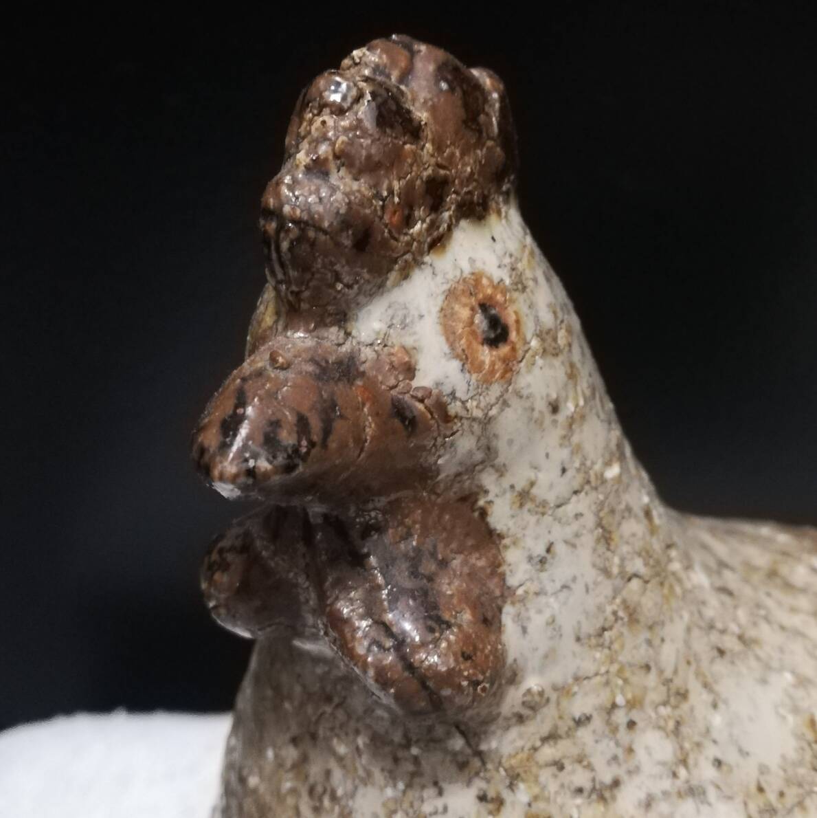 Cracked stoneware hen