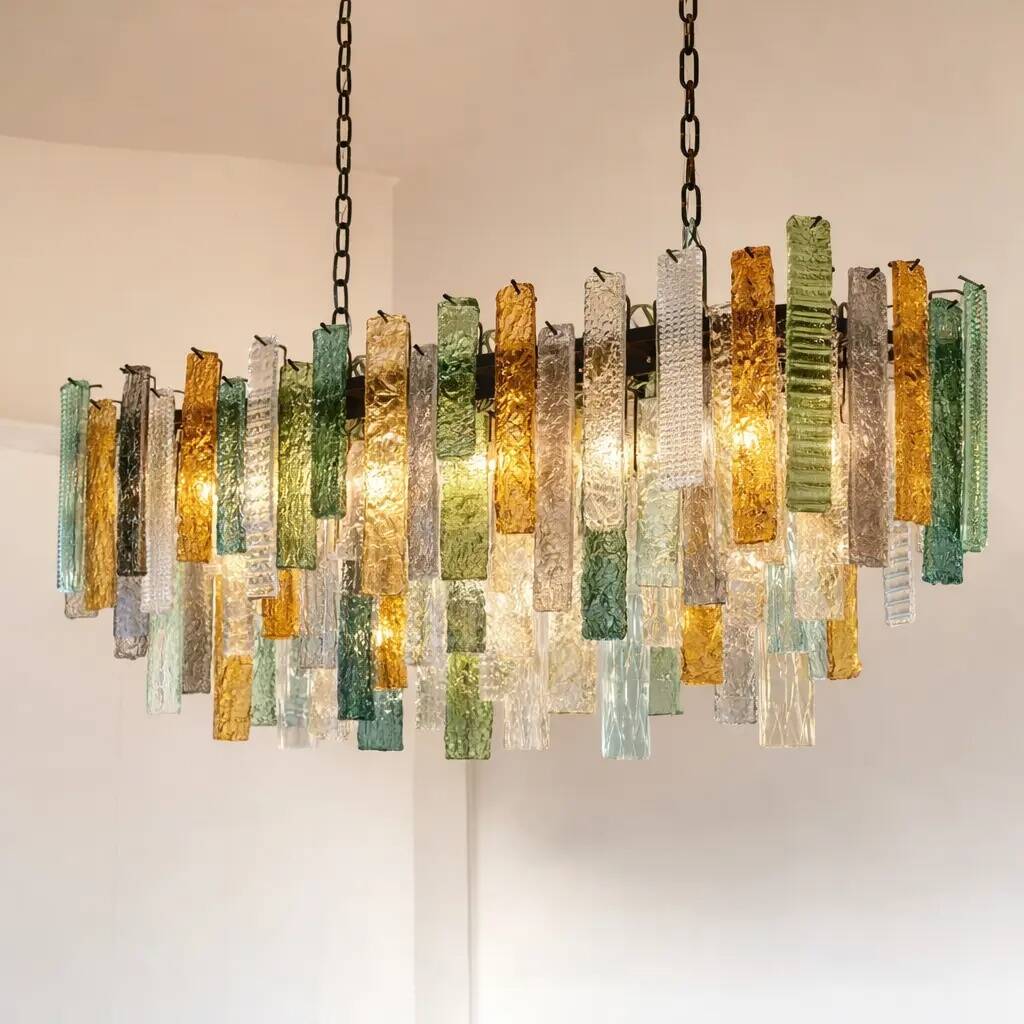 Luxury Italian Rectangular Listelli Murano Glass Chandelier – By Simoeng