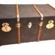 Antique vintage wooden travel trunk dating from the 1880s/1920s
