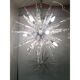 Set of 2 Murano Glass Ice Clear Sputnik Italian Chandelier