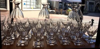 11 champagne glasses, 12 wine glasses and 12 crystal port glasses from Val st Lambert