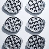 Set of 6 vintage stainless steel snail dishes, French, 1980s-90s.
