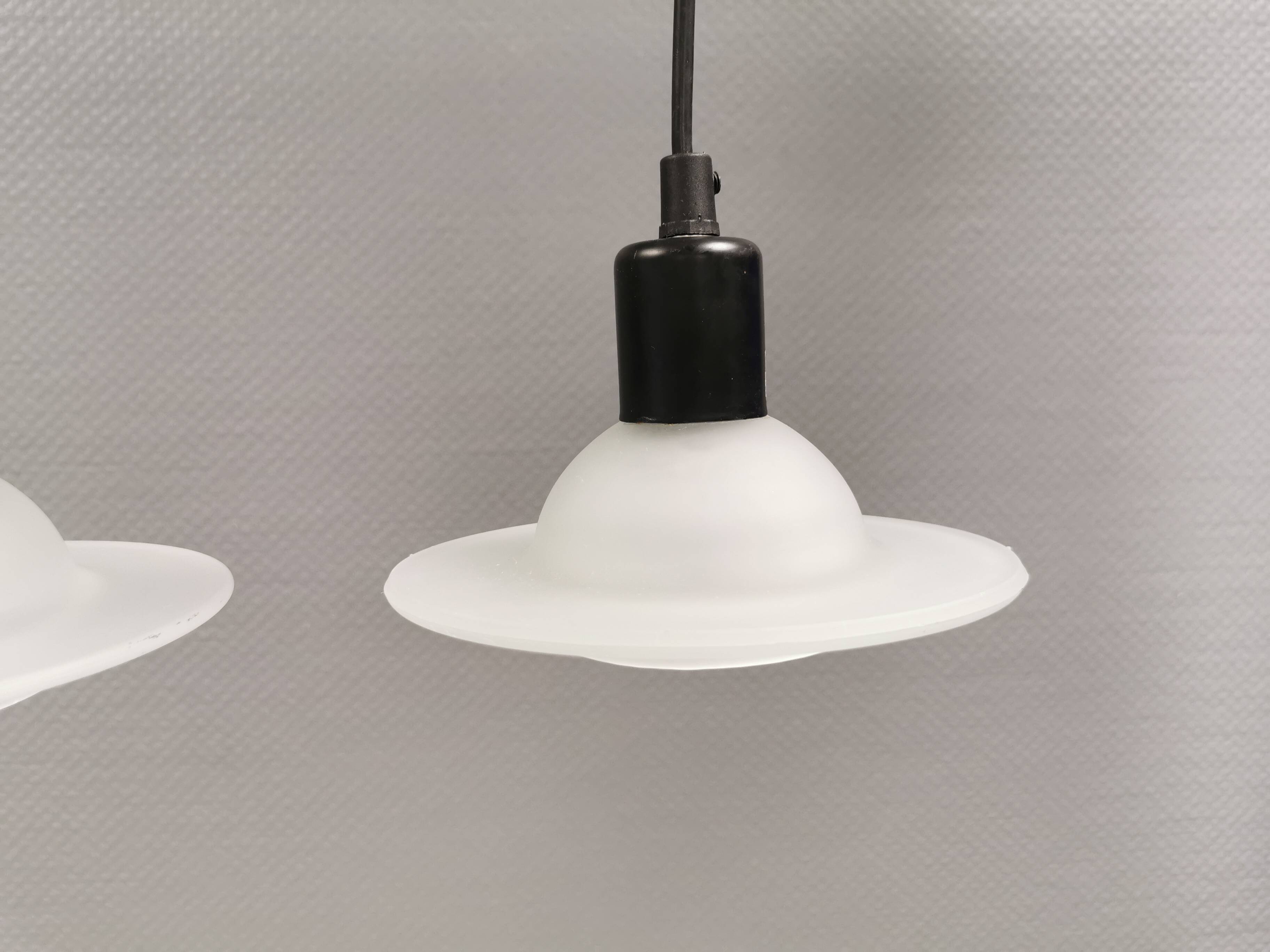 White glass UFO pendant lights by Design-Light, early 1990s Denmark