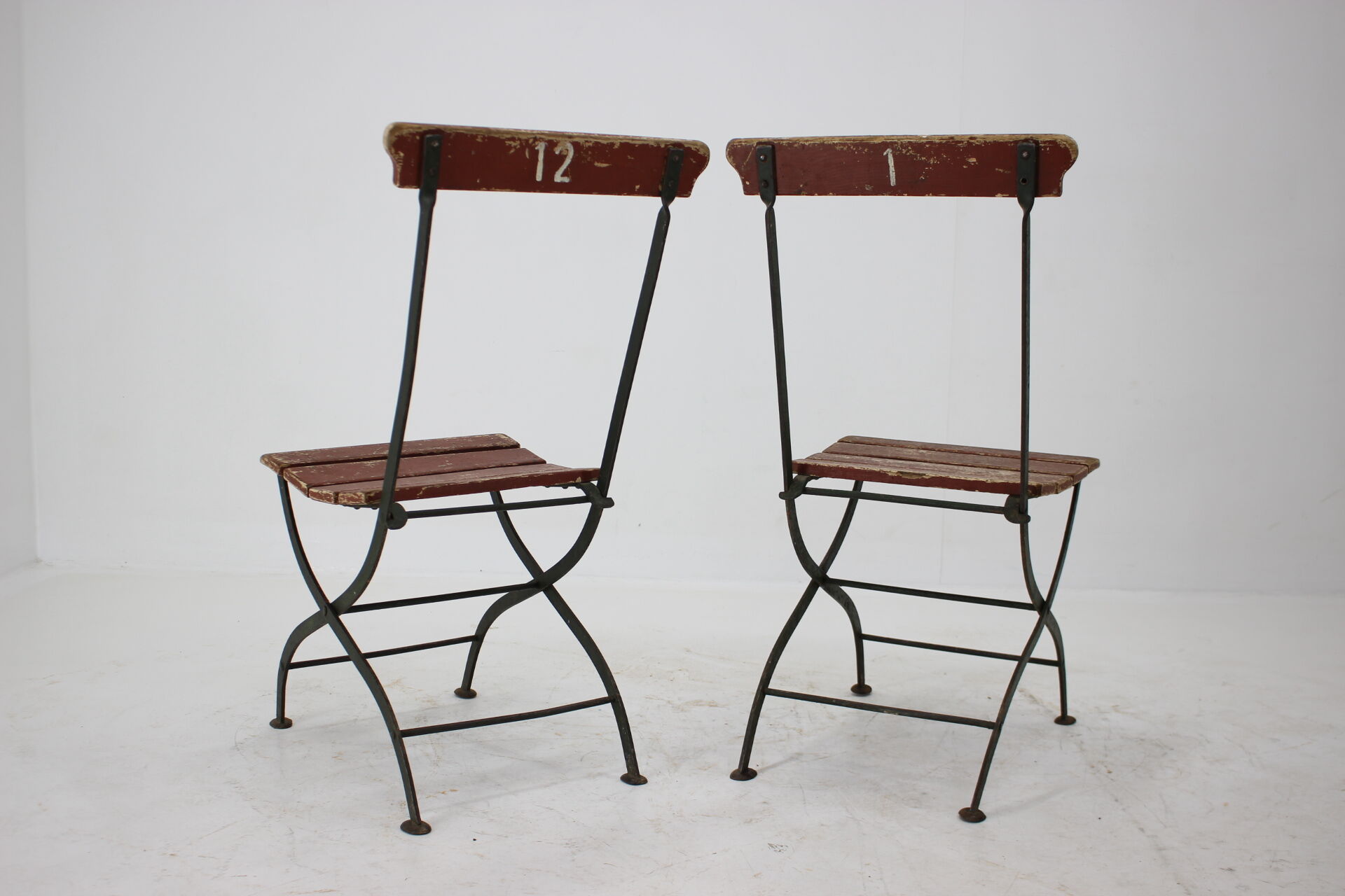 1920s set of four folding garden chairs, czechoslovakia