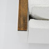 Fauteuil cube original des années 70, entièrement restauré, bouclé blanc