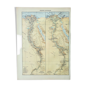 Old engraving 1898, ancient Egypt, map, Arabic • Lithograph, Original plate