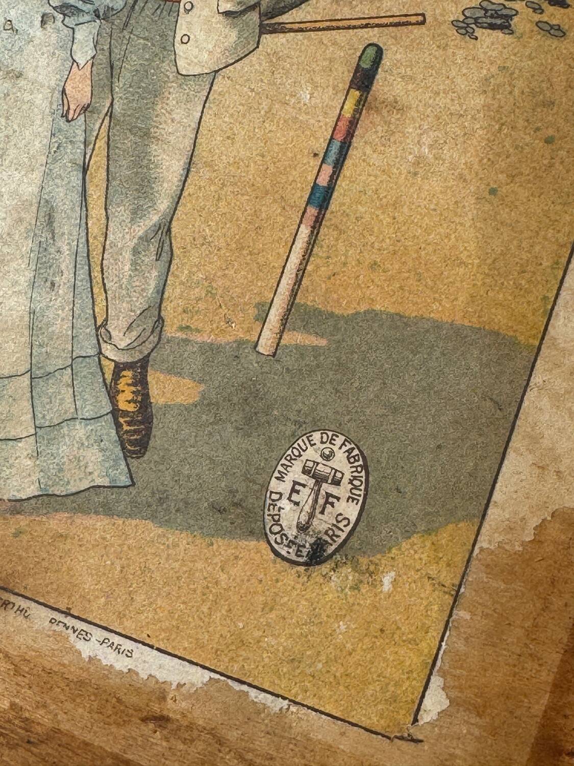 Old vintage wooden croquet game