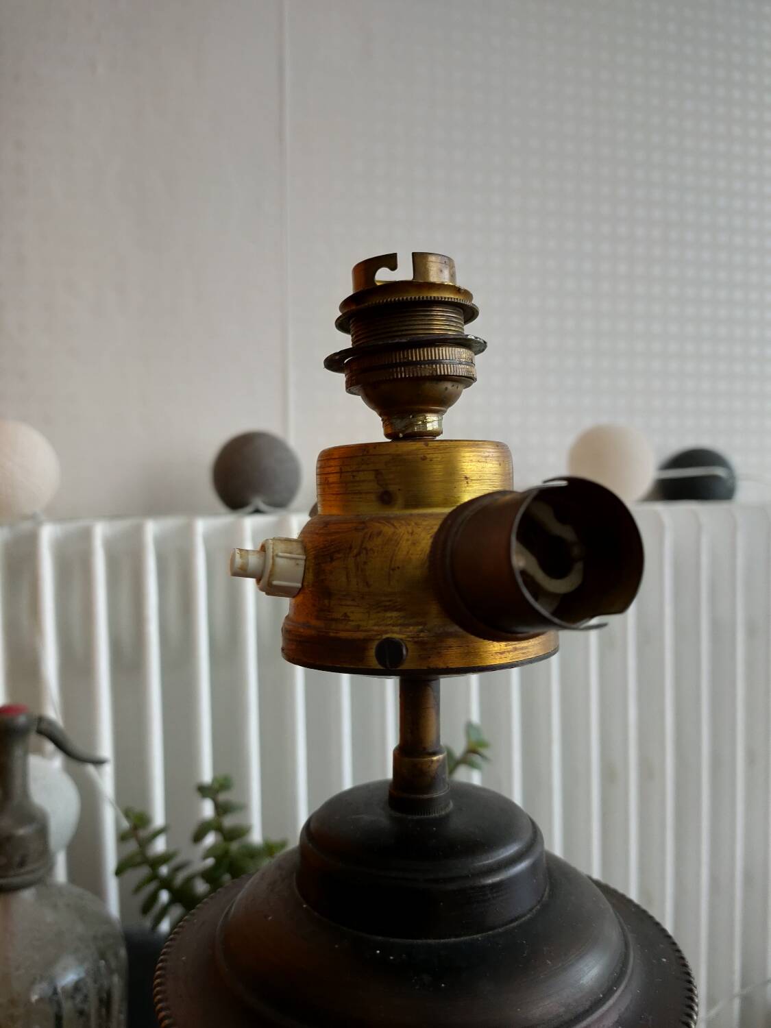 Beautiful old carved wooden lamp base