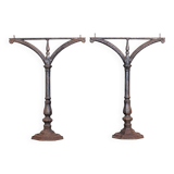 Pair of cast iron baluster bistro table legs circa 1900