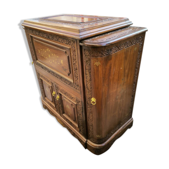 Bar cabinet with solid teak system circa 1980