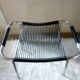 Tabouret en scoubidou noir et chrome des années 60