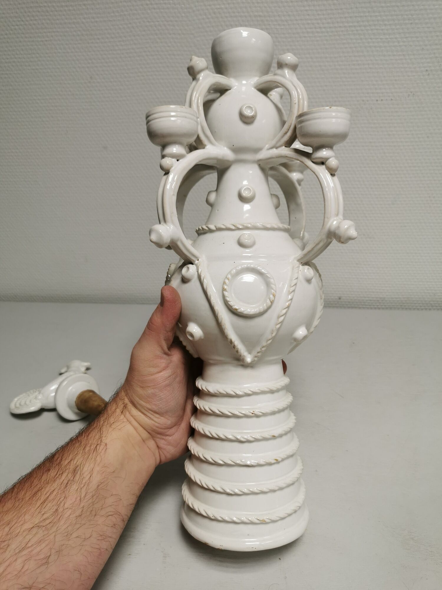 Vase gargoulette candle holder Emile Tessier Malicorne rooster