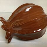 Brown ceramic corolla vase