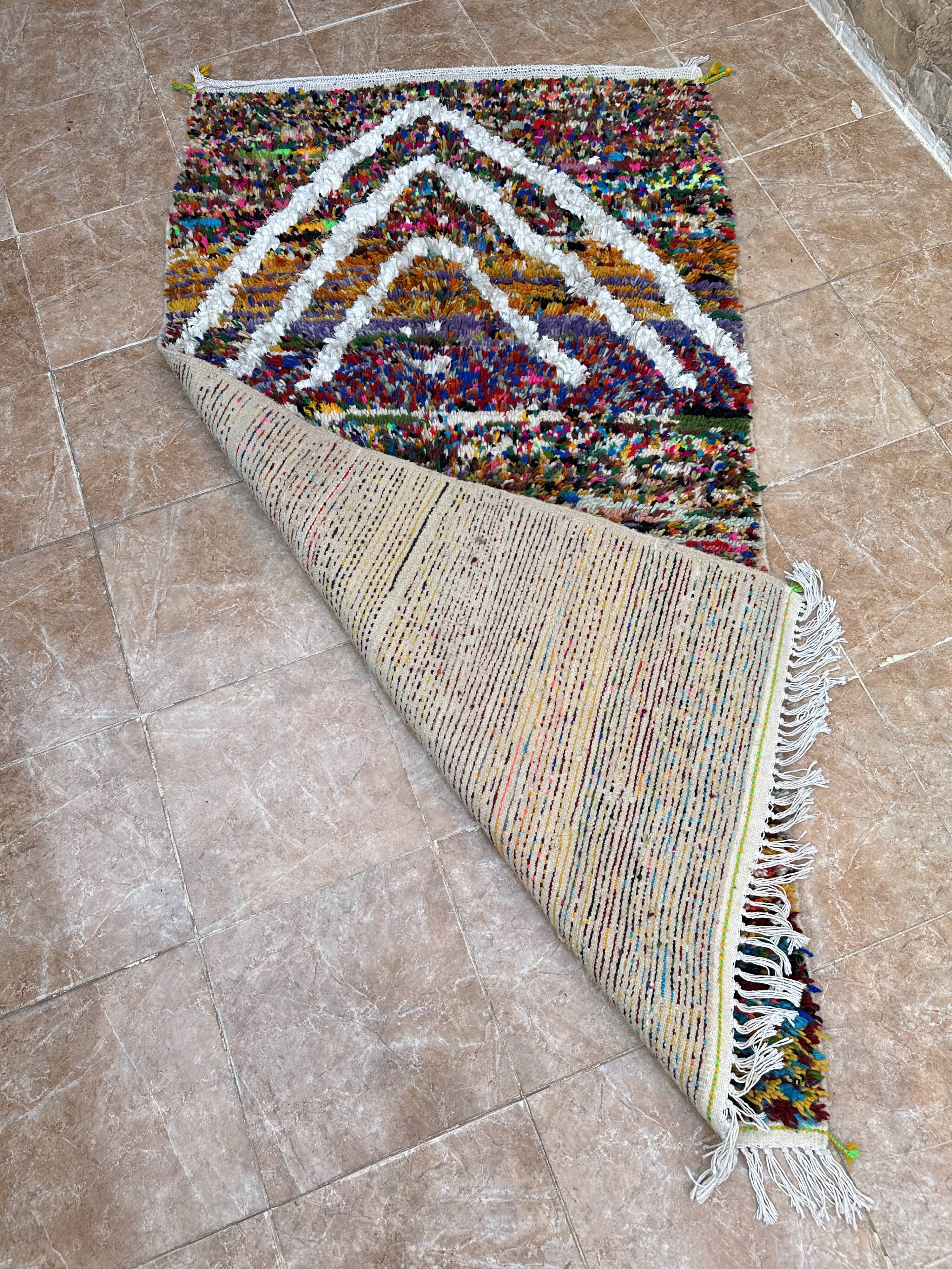 Handmade Azilal Moroccan rug, Berber rug woven from wool.