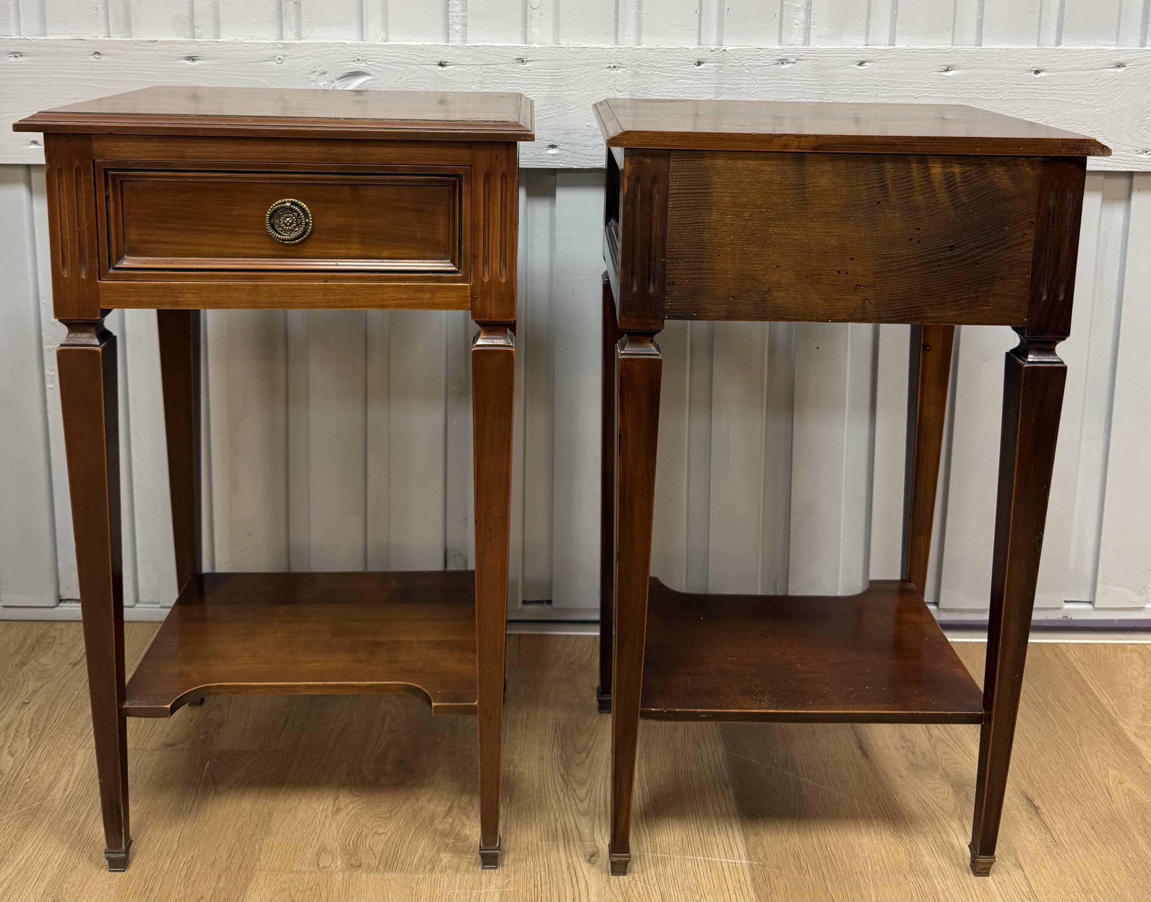 Louis XVI style bedside tables in mahogany