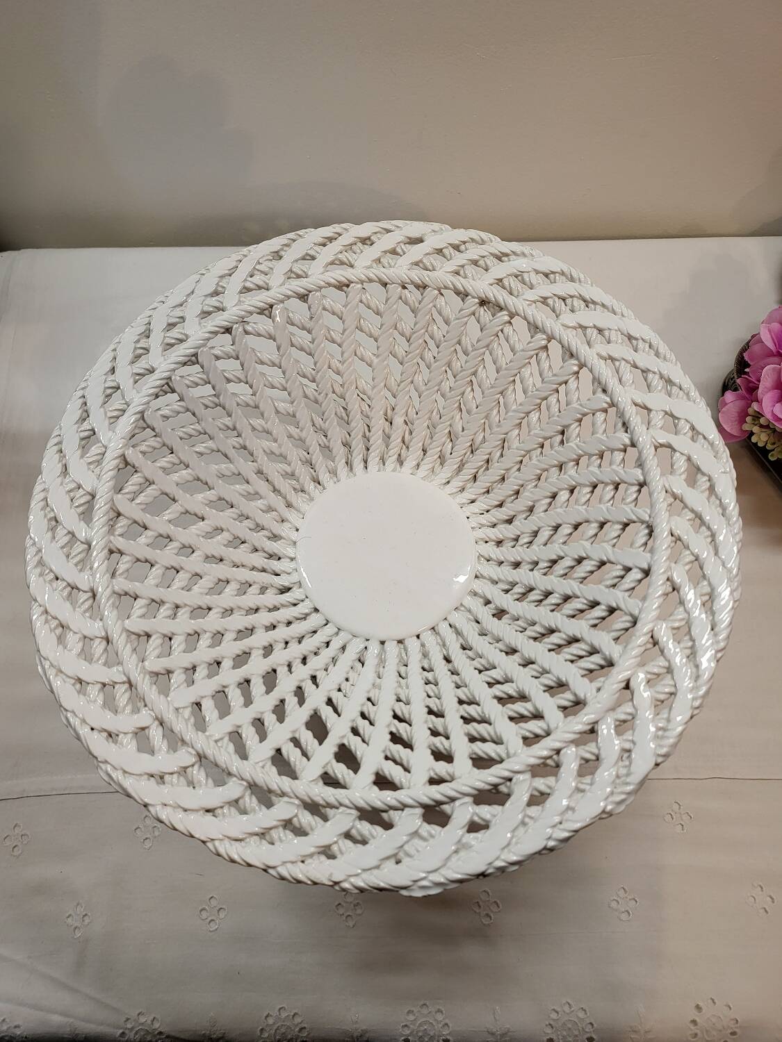 Coupe à Fruits Compotier en Céramique Tressée