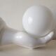 Hand-shaped ceramic and opaline globe, signed delfts wit