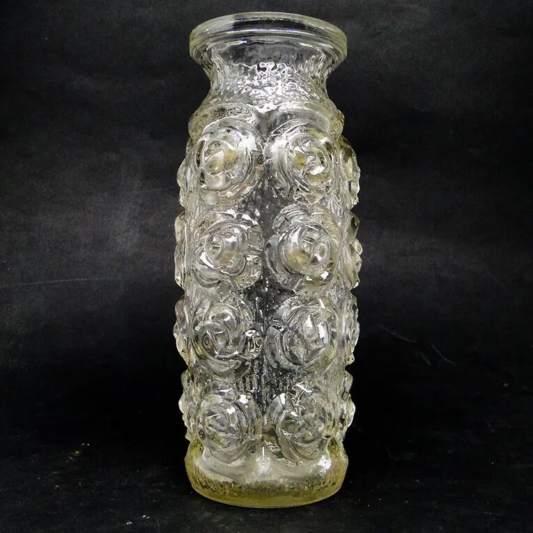 Vase Roses, verre de miel pressé, Huta Laura, Pologne, années 1970