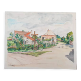 André Duculty (1912-1990) Watercolor on paper "Landscape of the countryside" Signed lower left and dated