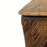 Vintage pencil split reed rattan bamboo wicker chest, 1930s-1950s