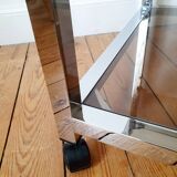 80s chrome and smoked glass rolling trolley