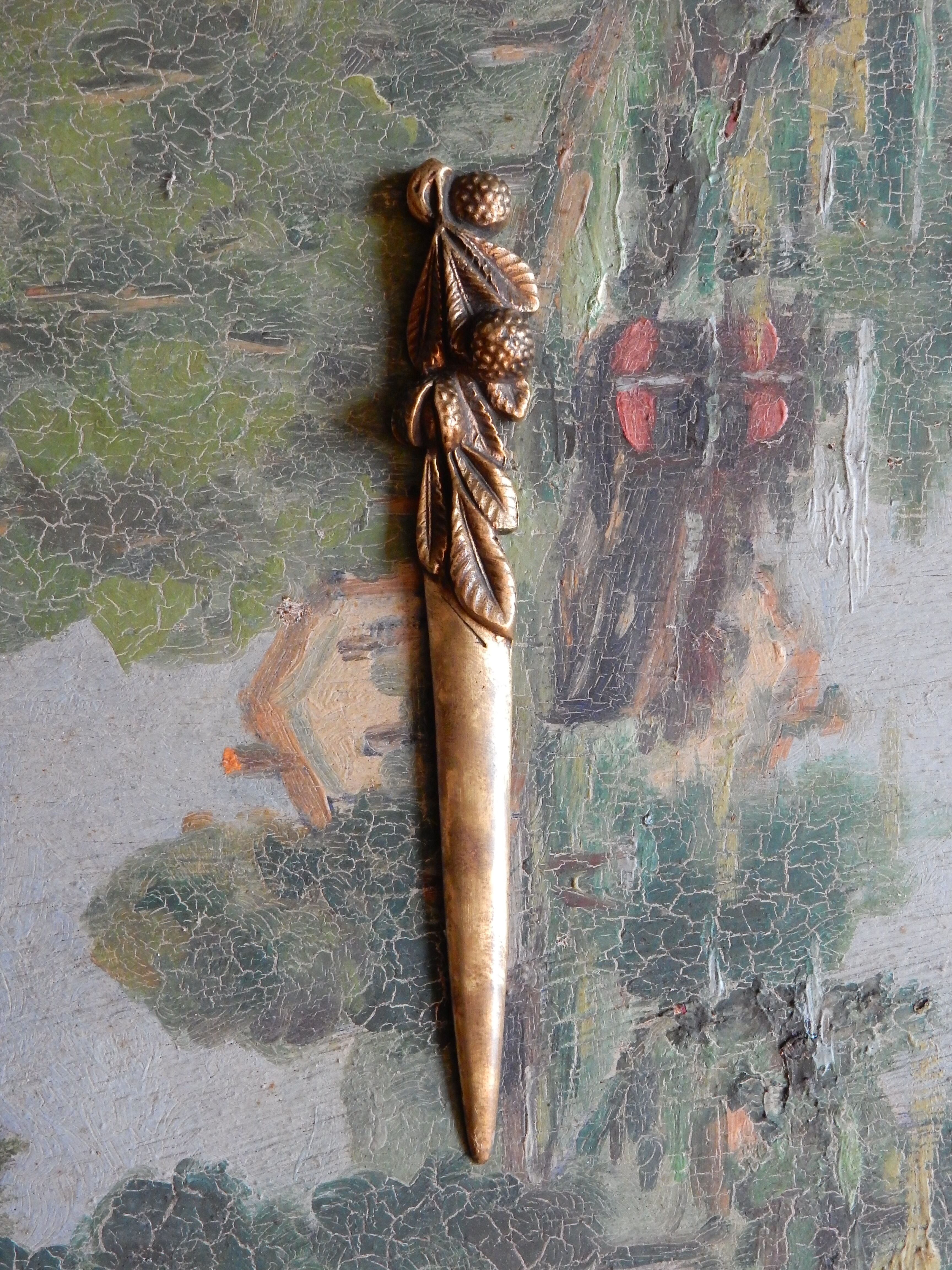 Art Nouveau brass paper cutter