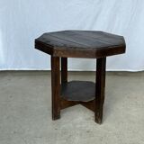 Pedestal table or small octagonal side table quadripod base with modernist spacer