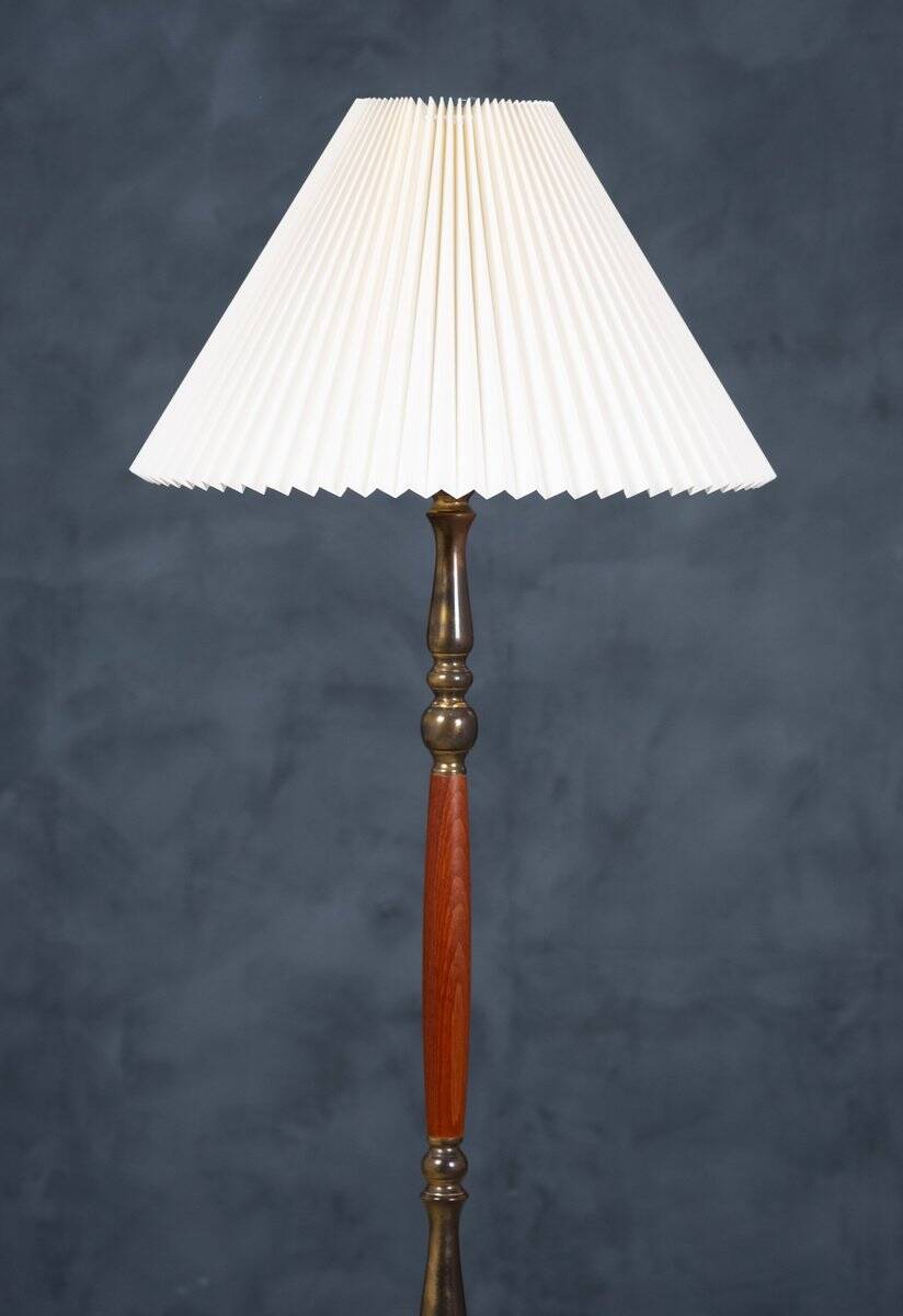 Mid-Century Floor Lamp in Teak & Brass, Denmark, 1960s