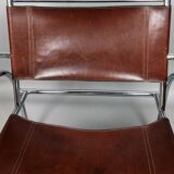 Pair of armchairs chromed metal and leather, 60 years