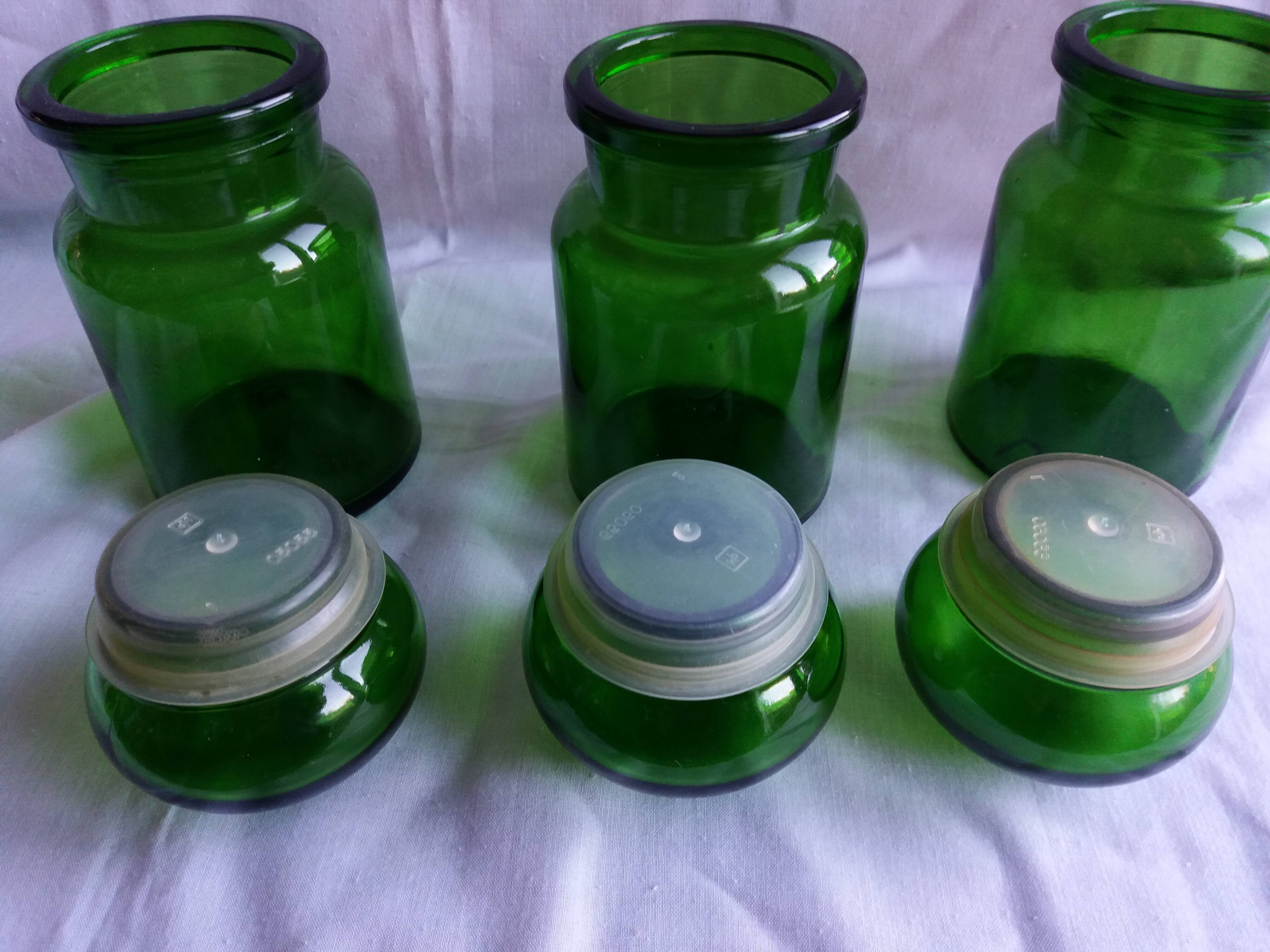 Apothecary bottles green glass jar
