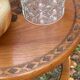 Art Deco Wooden Pedestal Table Carved with Star / Antique Side Table 1930