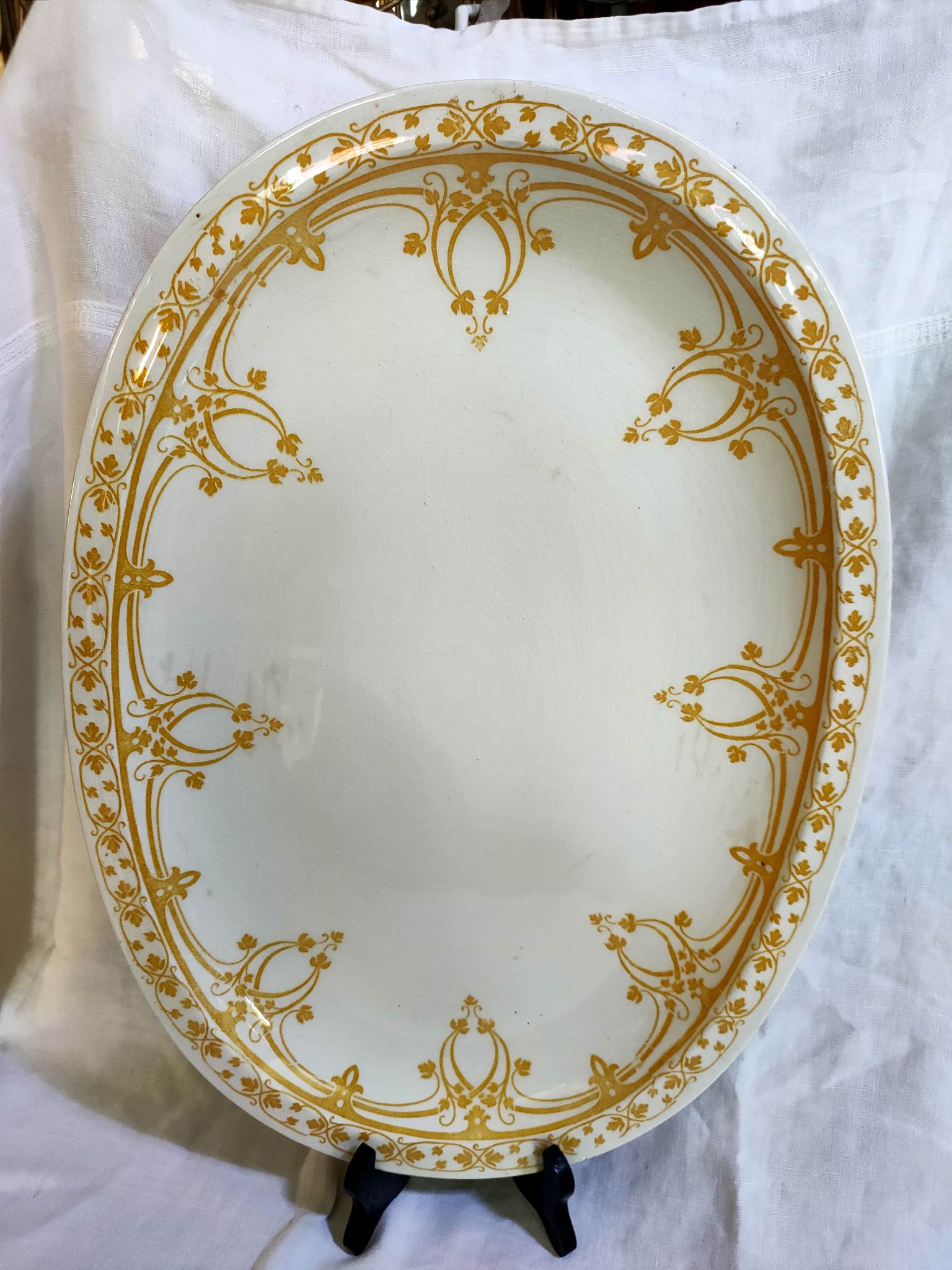 Oval earthenware plate Creil and Montereau Bruges 43x31cm