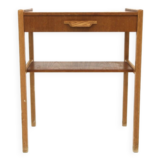 Table de chevet scandinave en teck et en chêne, Suède, 1960