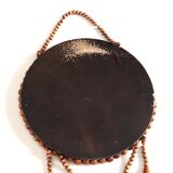 Round mirror, wooden bead frame, 60s 33cm