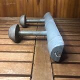 Ancienne patère porte manteau mural x2 bois gris vintage #a417