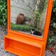 Vintage orange sixties molded plastic shelf mirror no shipping