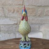 Polychrome decorative rooster in Paris Porcelain statue H30cm