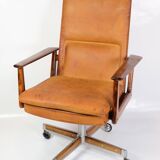 Office Chair Model 419 Made In Rosewood With Cognac Leather Seat By Arne Vodder For Sibast from 1960