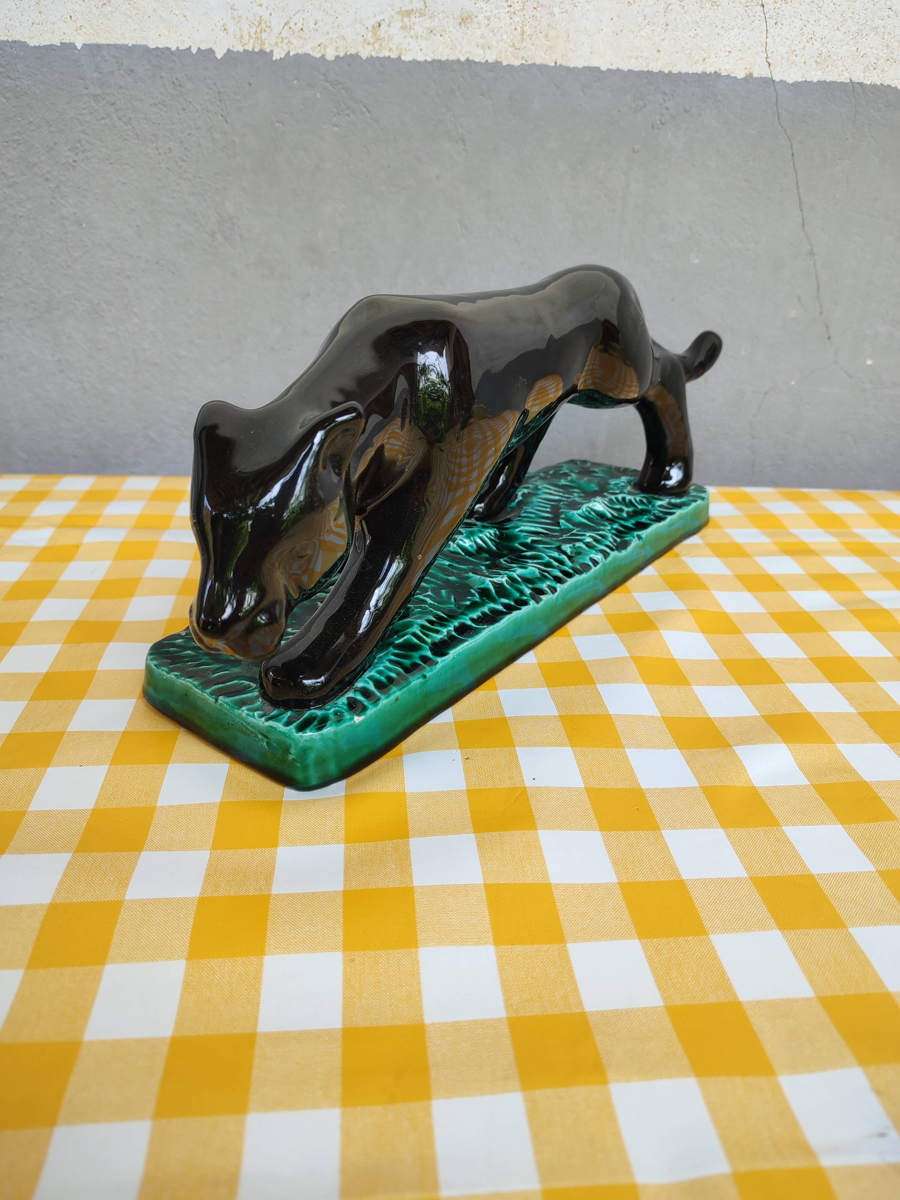 Black panther in ceramic Vallauris